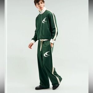 Men's Dark Green Track Pant SET with Contrast Side Stripe